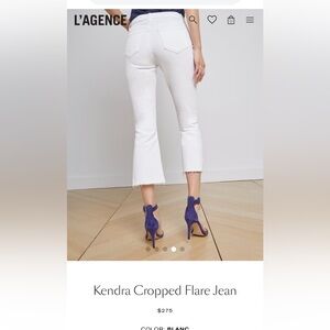 L’Agence High Rise Crop Flare White Jeans Size 28 Designer